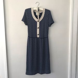 Kate Spade Preppy Dotted Lines Knit Dress w/ Belt